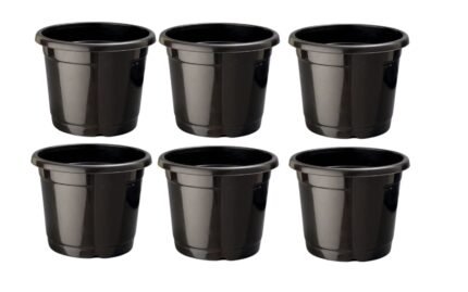 12 Inch Black Nursery Pots - Set of 6 Pots